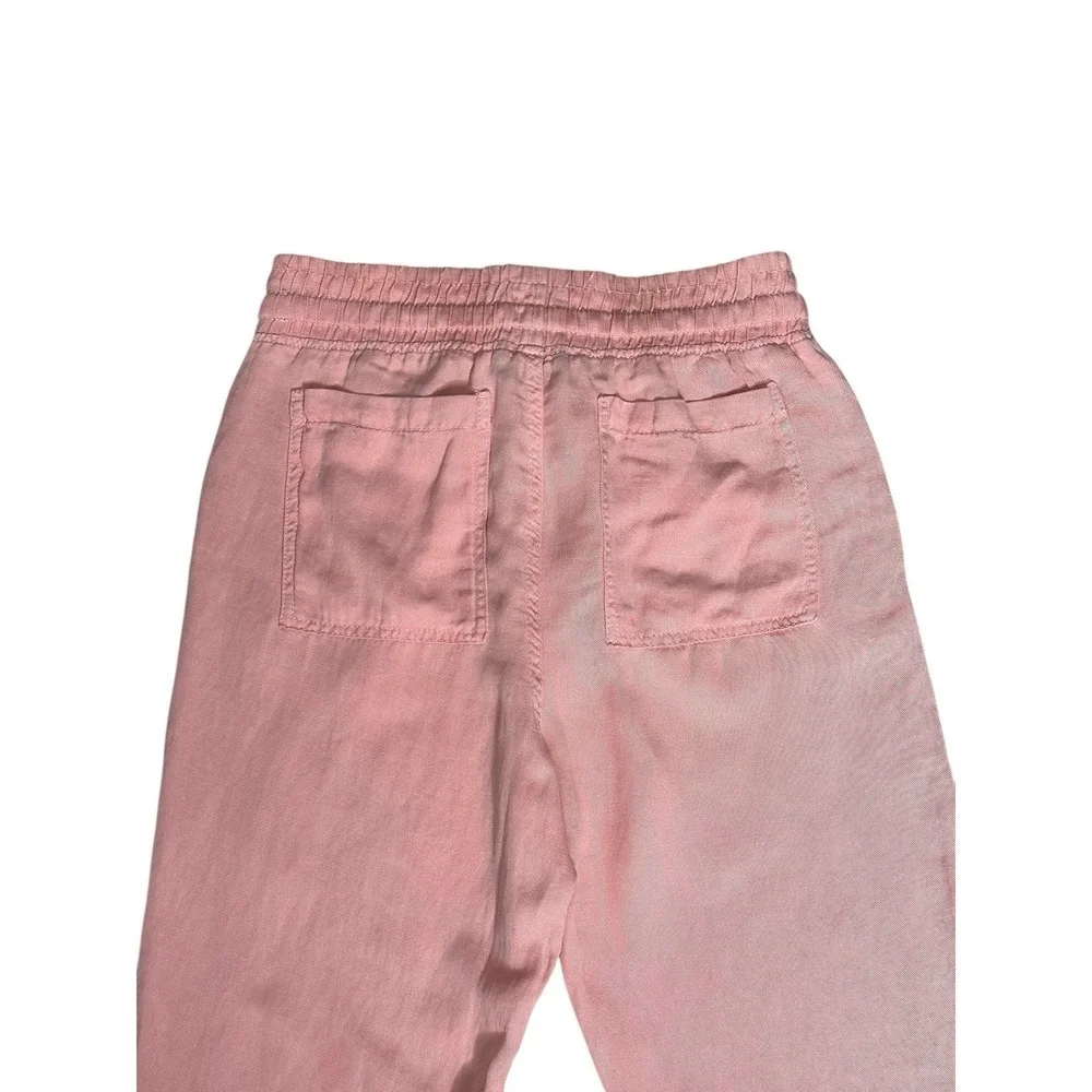 Zara‎ Linen Blend Joggers Womens Drawstring Size Small Pink Fringe